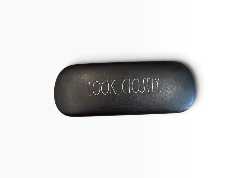 Black Look Closely Faux Leather Eyeglasses Case Glasses Hard Shell Case Rae Dunn